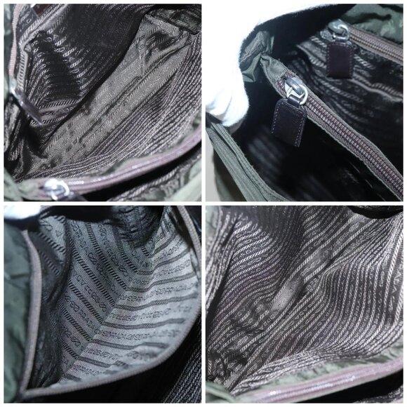 PRADA Shoulder Bag Nylon Khaki Silver Auth bs25613 - Picture 15 of 16